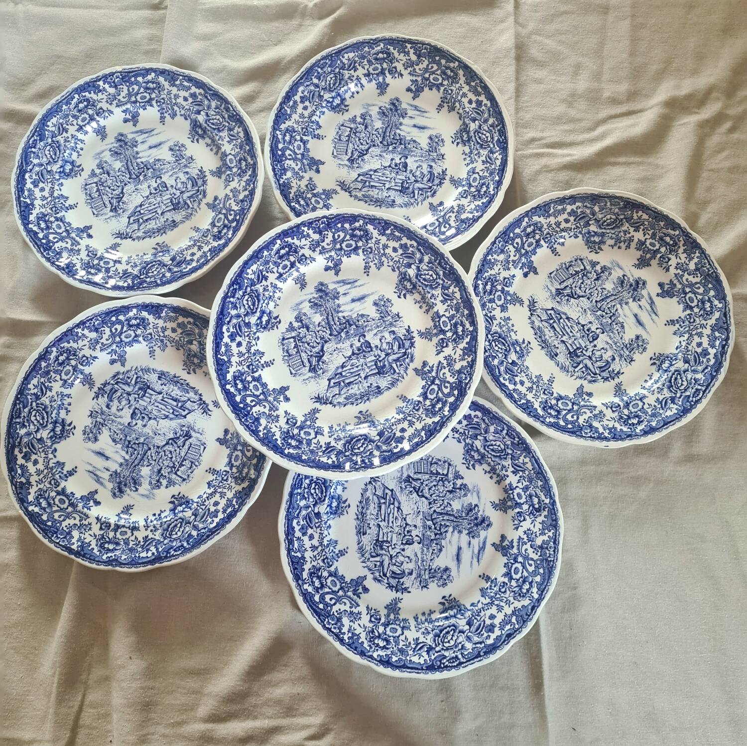 Lunéville blue English dinner plates