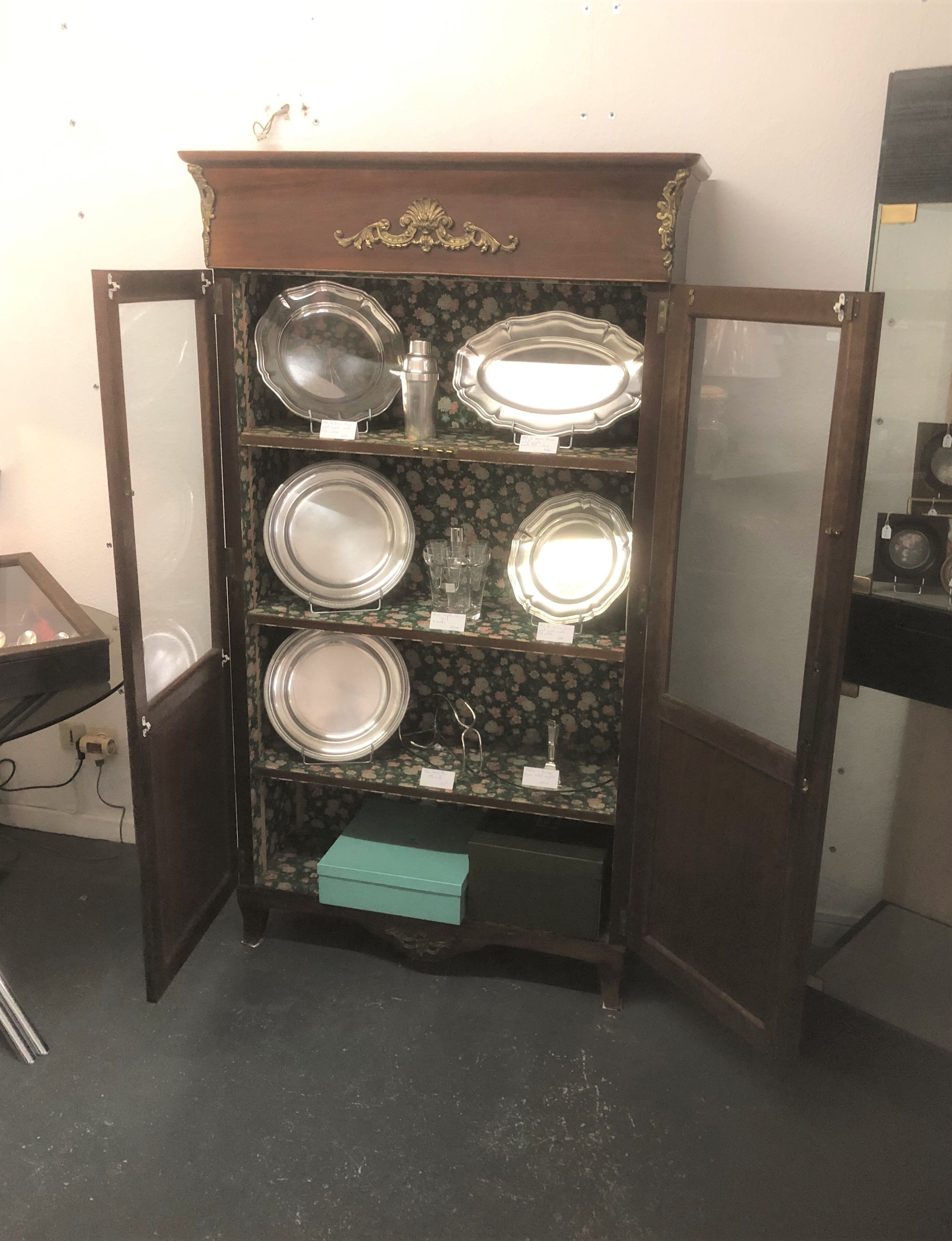 Showcase library 2 doors in mahogany of cuba 19 th Ornaments in bronze