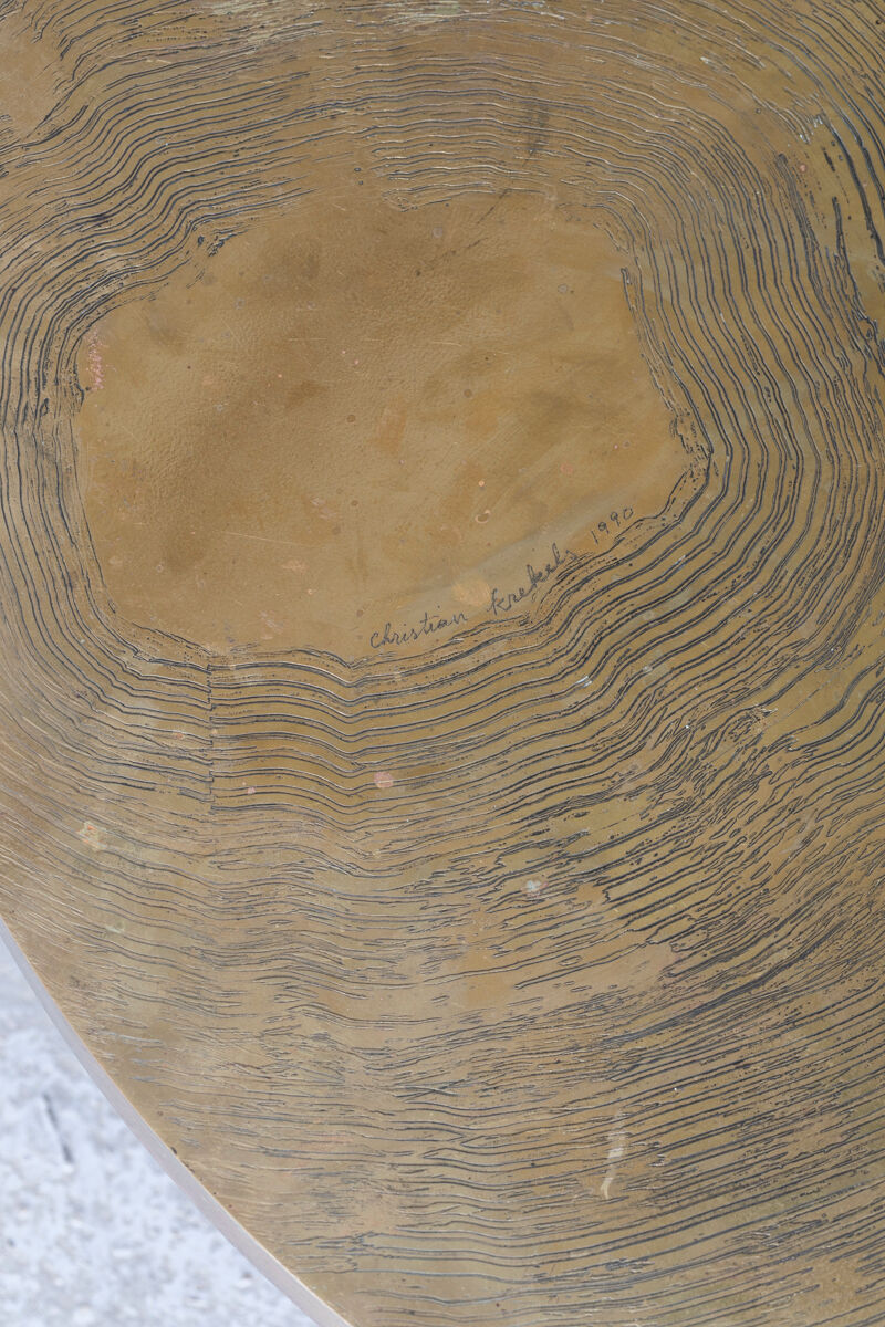 Coffee table in etched brass by Christian Krekels, Belgium, 1990