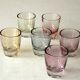 6 spirit glasses on a metal tray 1950