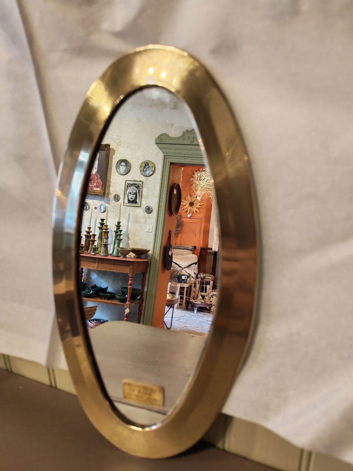 Vintage Urdu mirror in brass