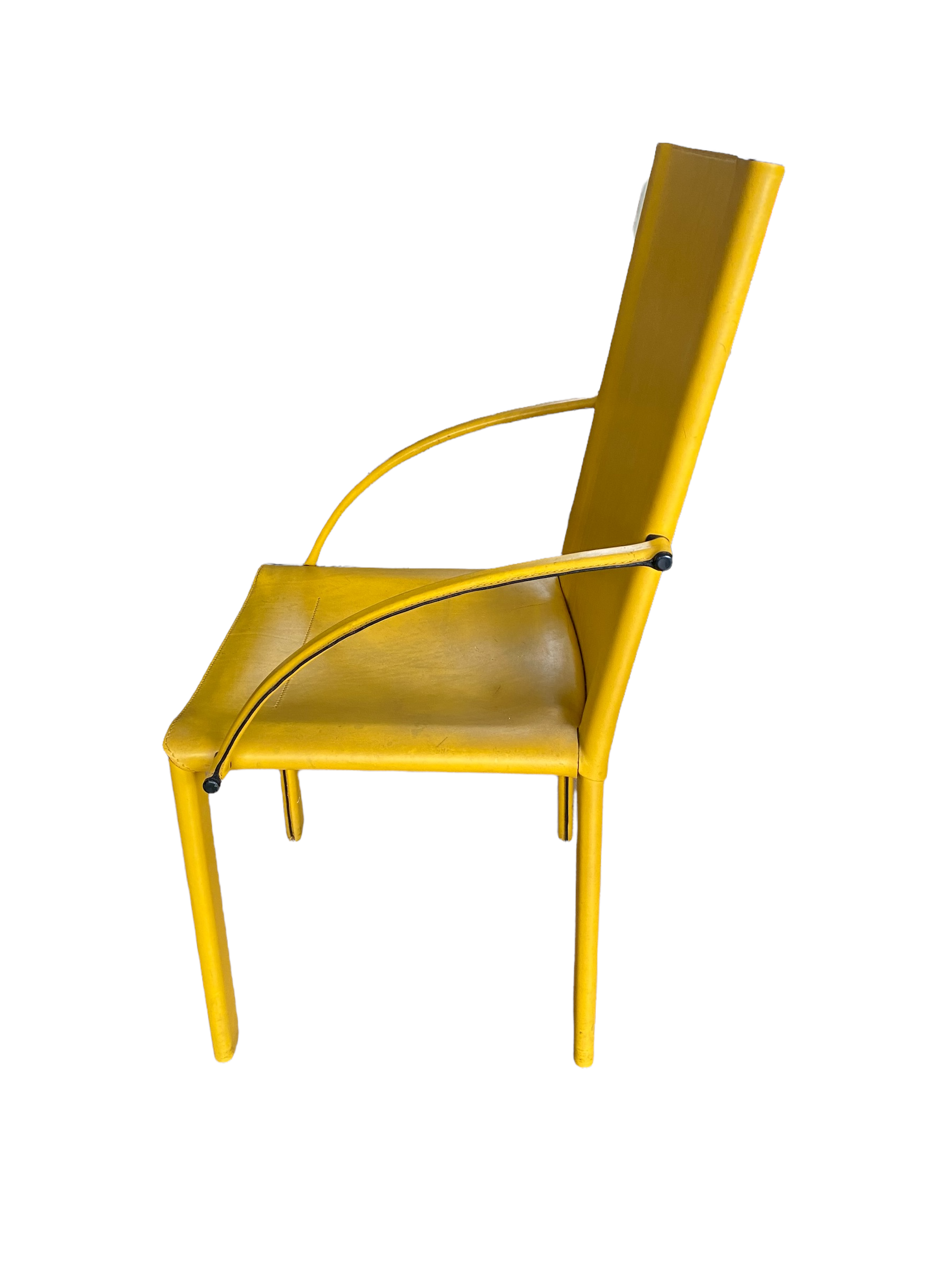 Coral armchair in yellow leather by Matteo Grassi from the 1970s.