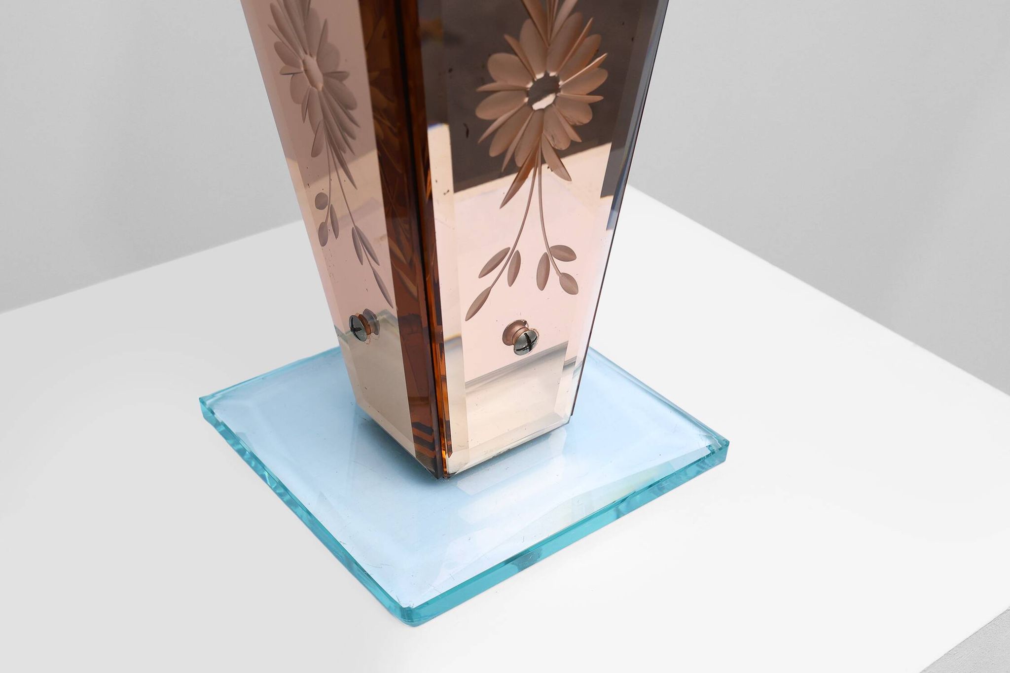 Art Deco Vase in Glass, Mirrored Glass and Wood, France 1920s