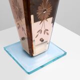 Art Deco Vase in Glass, Mirrored Glass and Wood, France 1920s