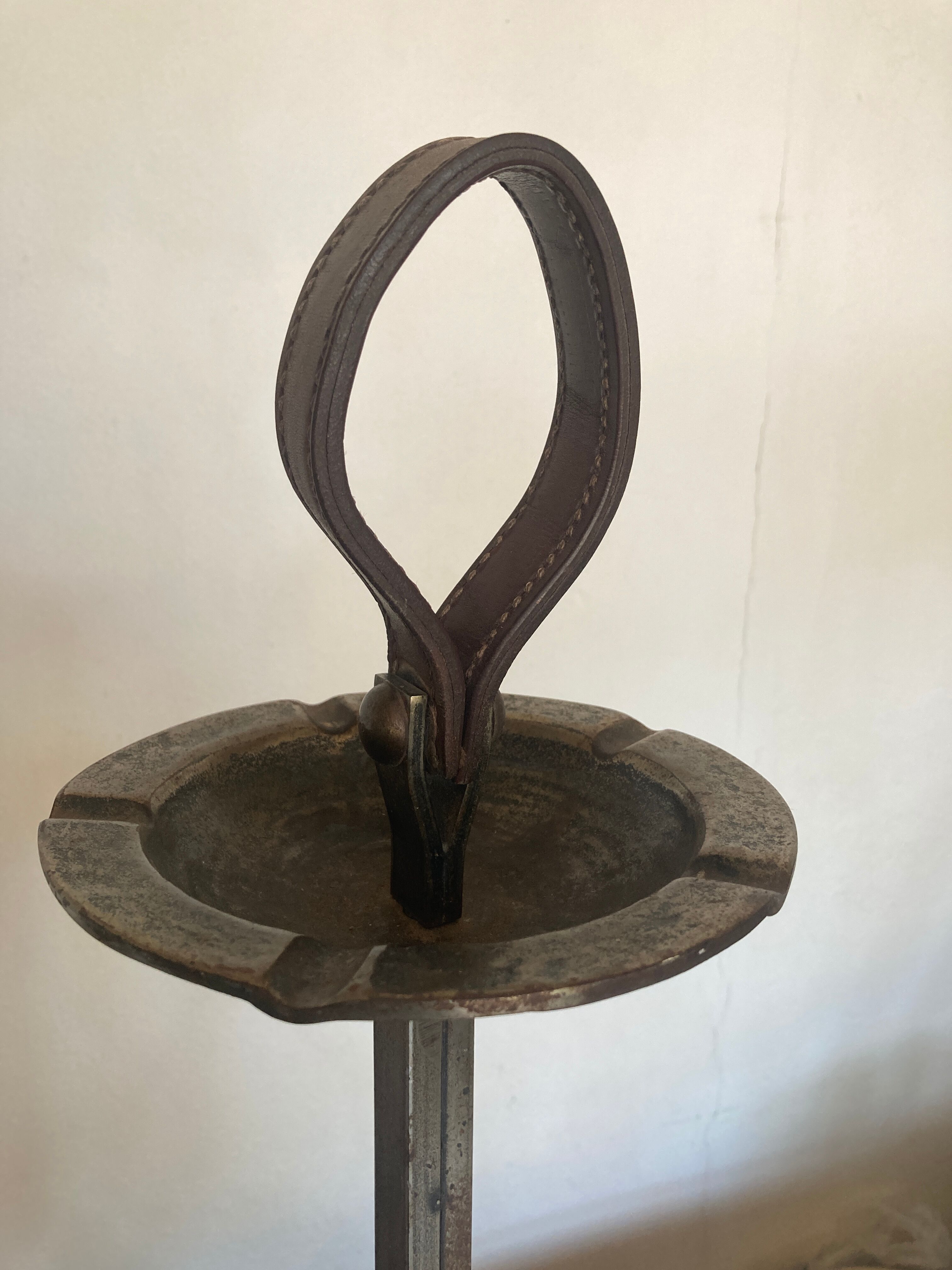 Bronze, steel and leather ashtray by JP Ryckaert, 1970 brutalist.