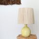 Yellow ceramic lamp, raffia lampshade, 60s