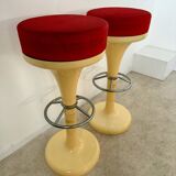 Set of 2 high bar stools from the 70s, friedrich stückenbreker design, vintage plastic