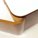 Classical Bedside Tables In Walnut And White Glass, Czechoslovakia 1960s