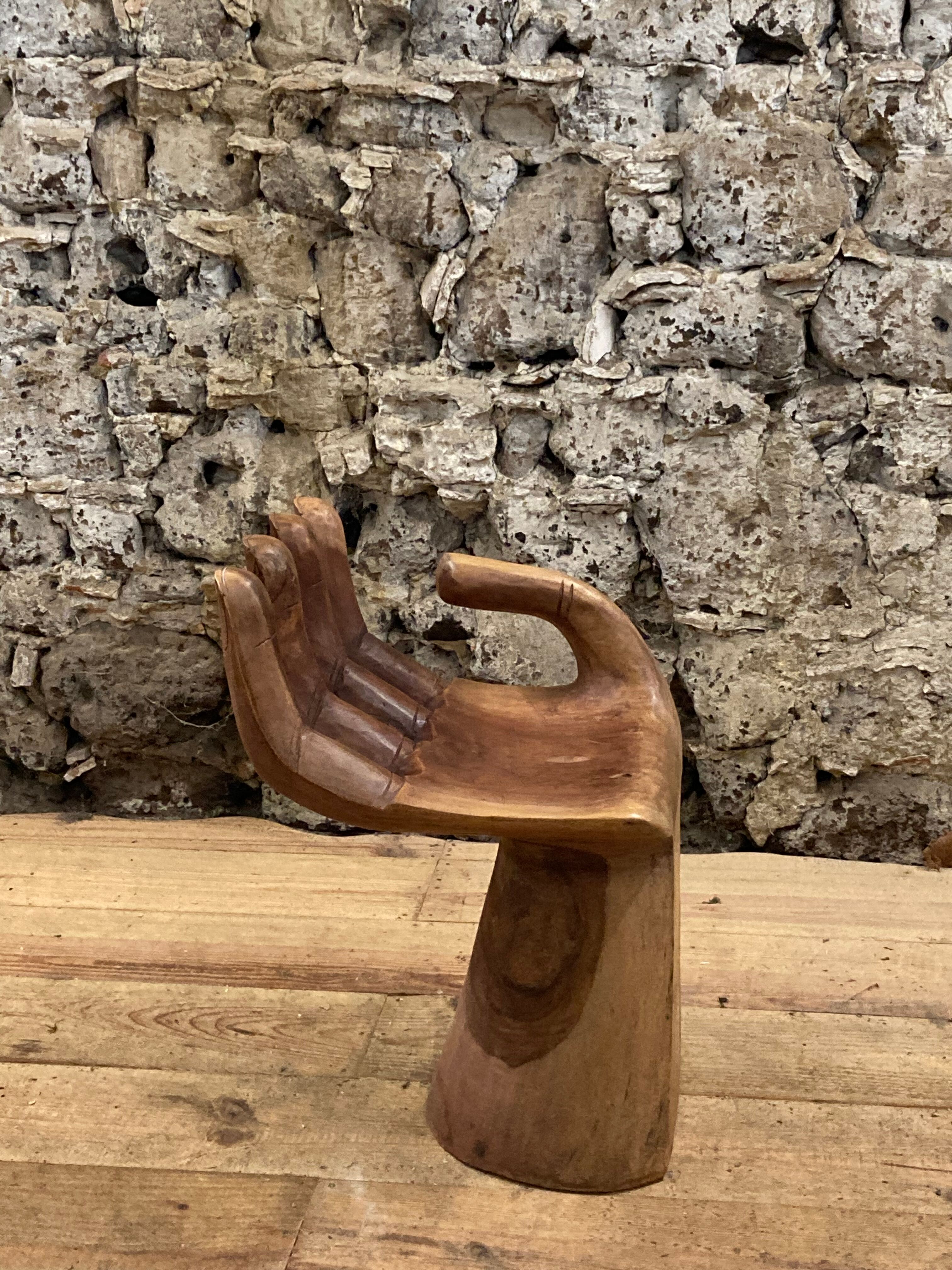 Unique vintage exotic wood hand chair, 70s
