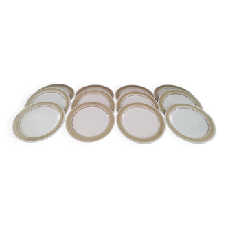 Set of 12 vintage stoneware dinner plates Impressions by Danielé model Pebbled Shore