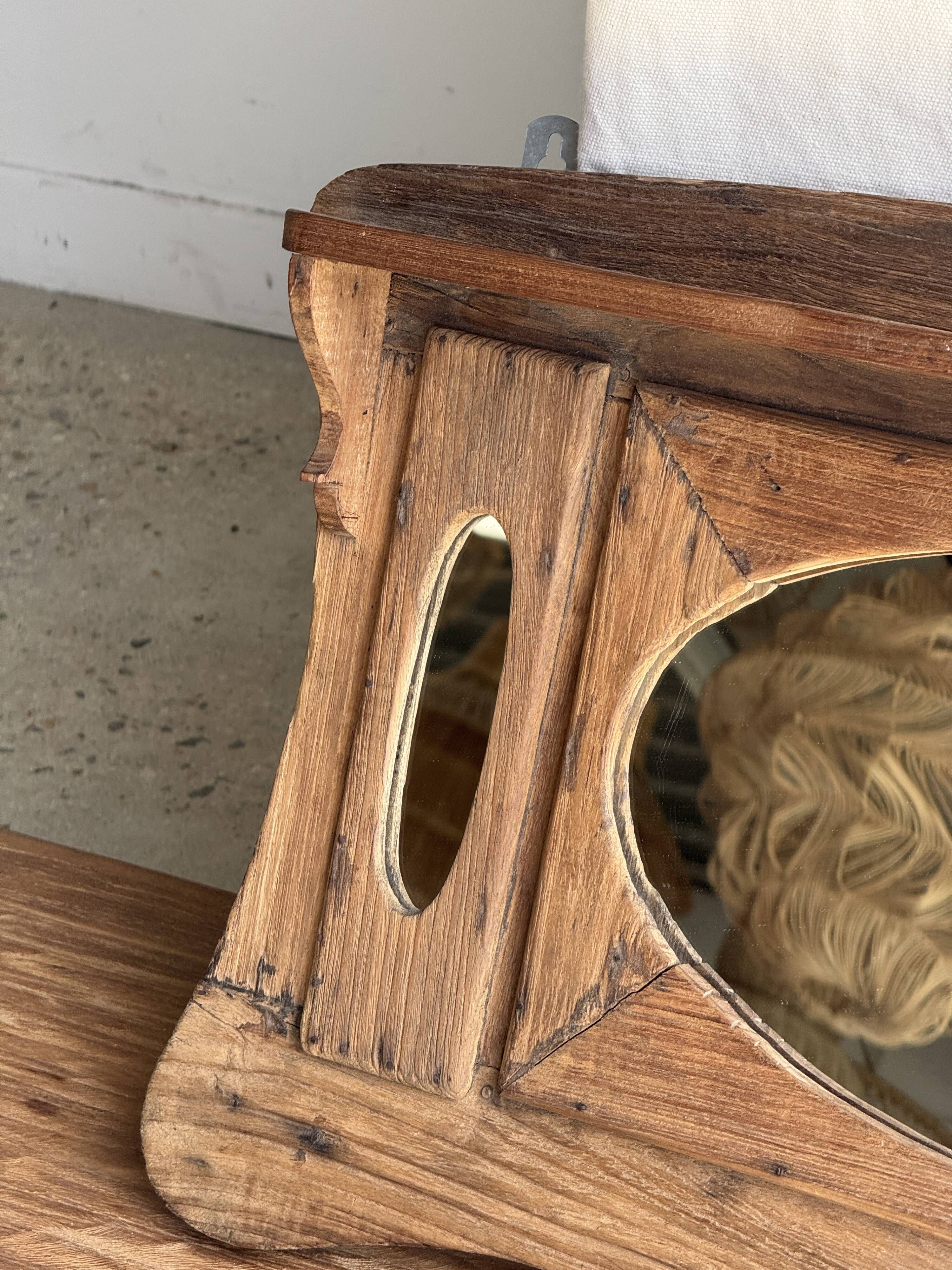 Small wall mirror in organic old Indonesian teak 75x45.