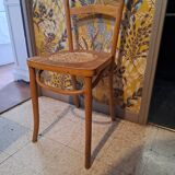 Chaise de style bistrot en bois blond 1940