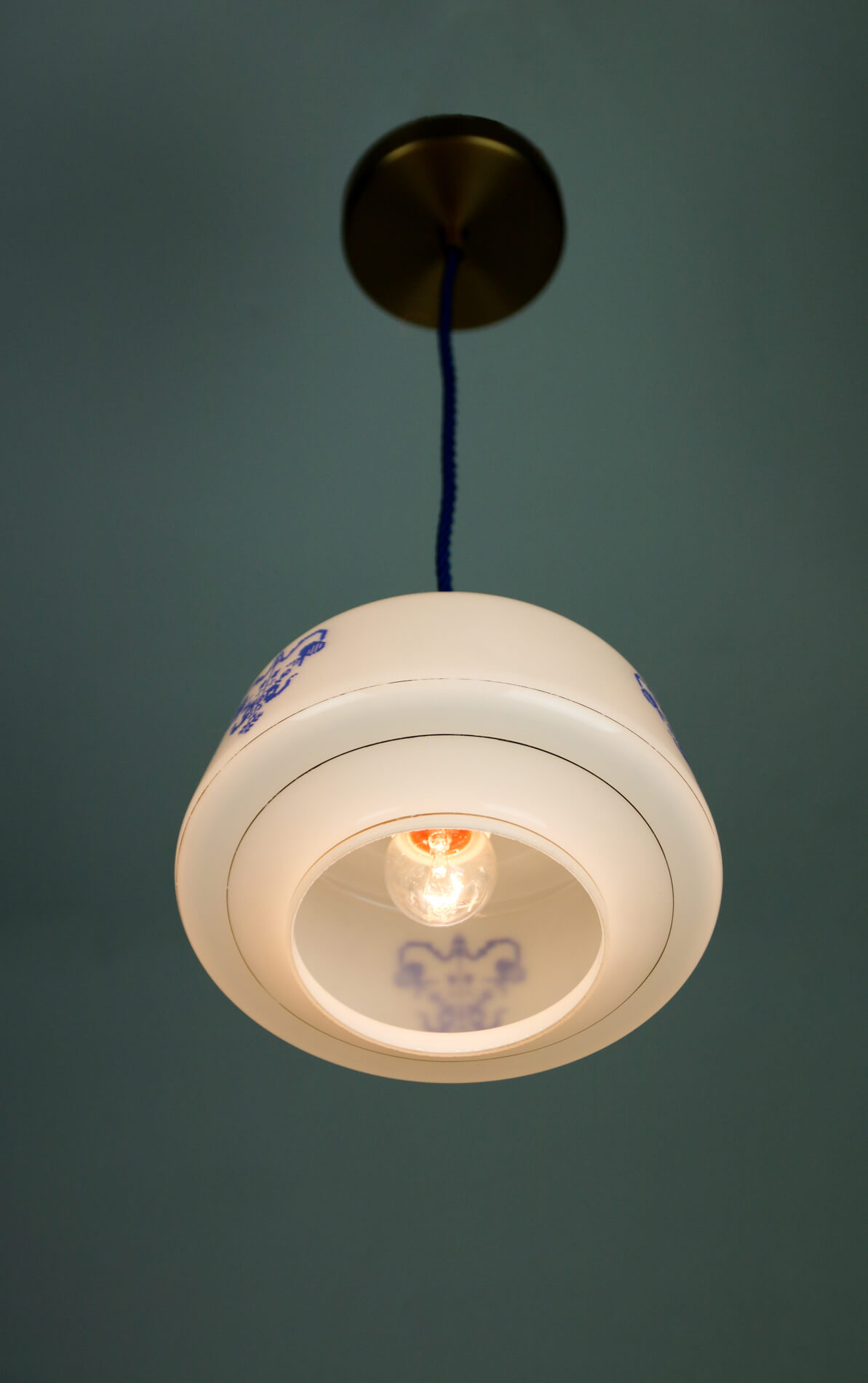 Vintage opaline glass pendant light