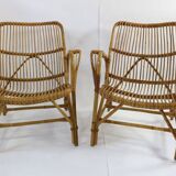 Pair of vintage bamboo armchairs, Bonacina style