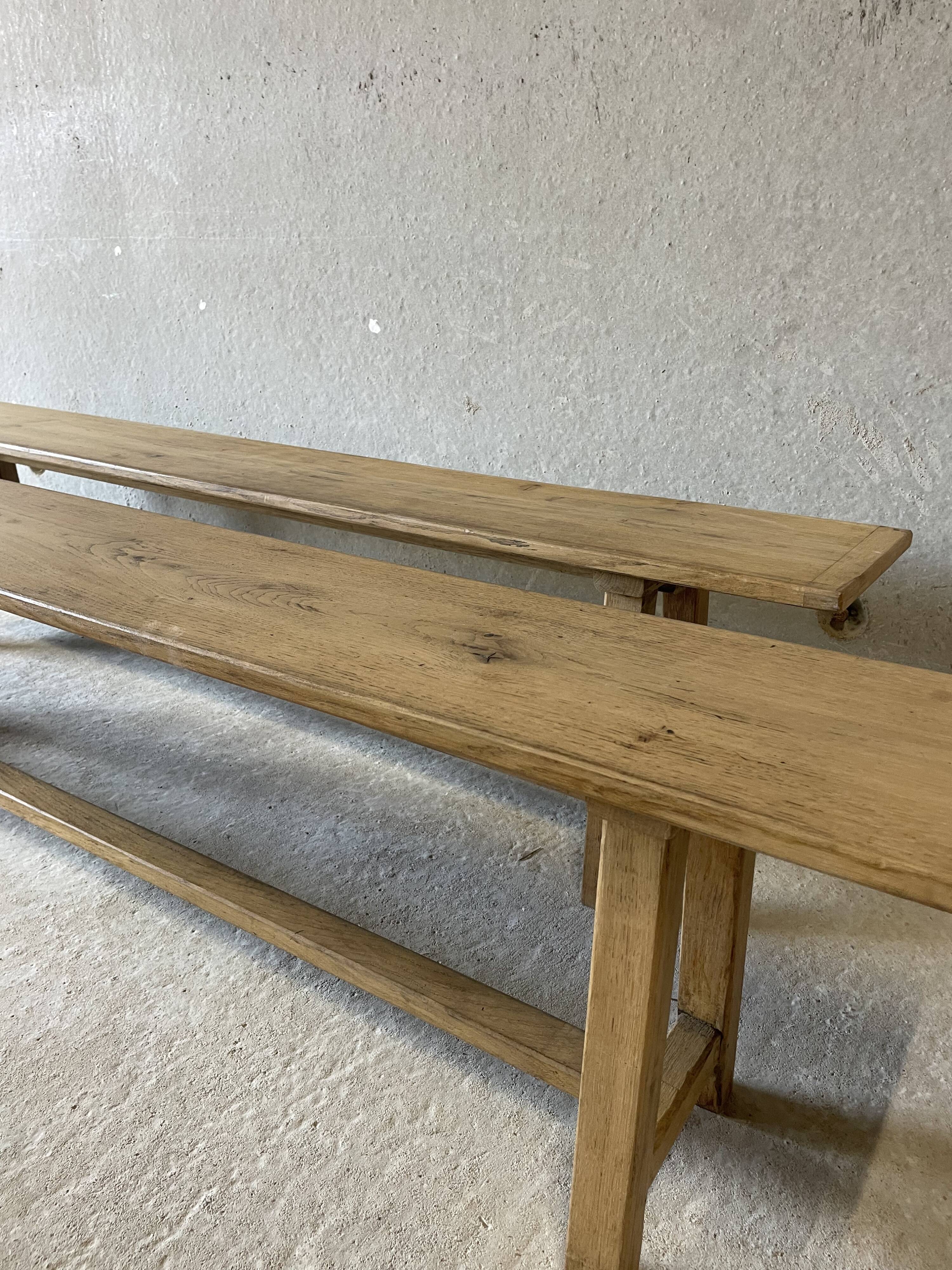 Paire de bancs en chêne – esprit ferme authentique ou