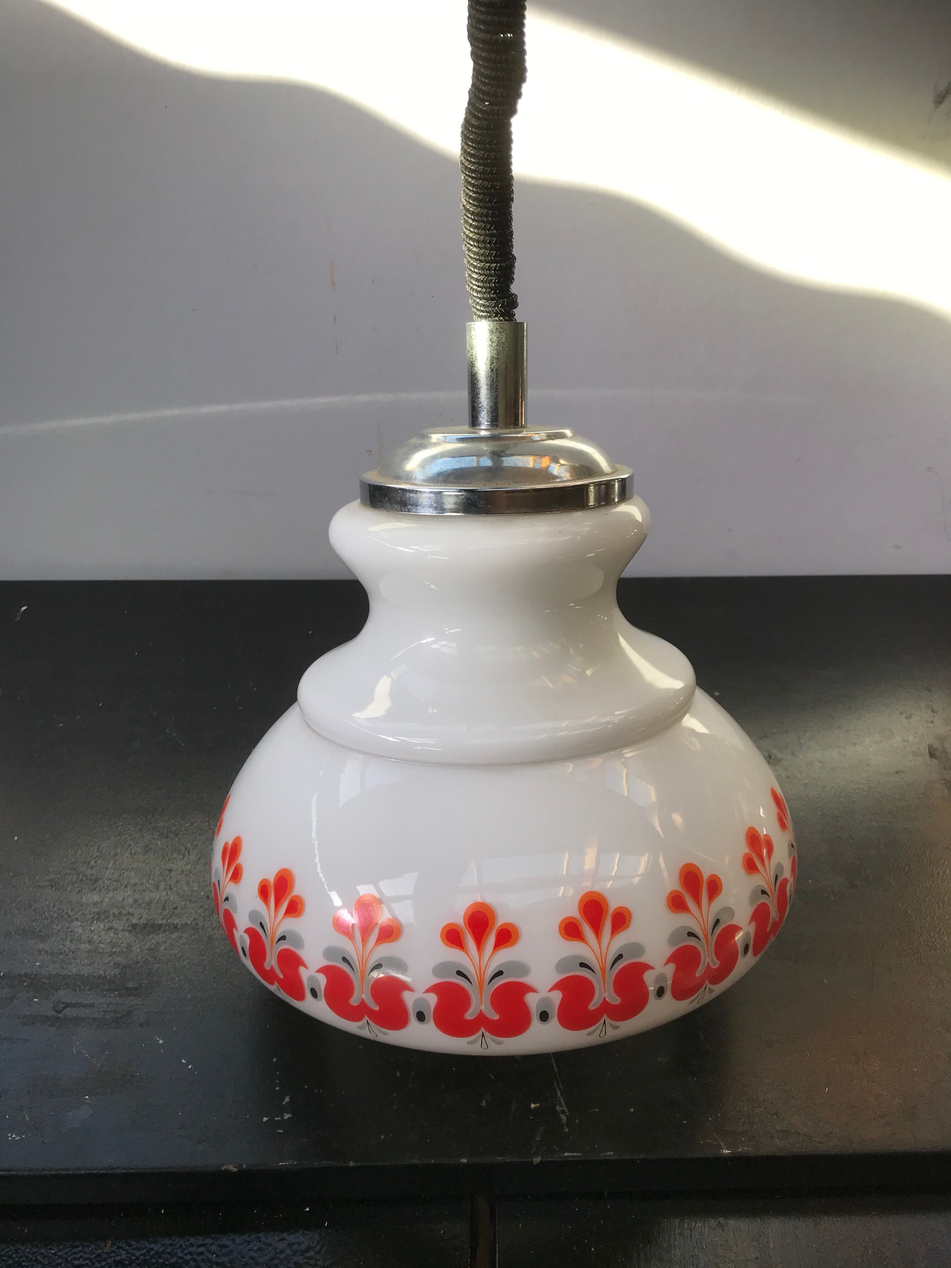 Hanging former opaline blanc monte - drop decor 70s vintage