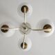 Mid-century modern chandelier with opaline glass balls.