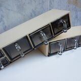 Vintage wood and glass kitchen container cabinets, set of 2