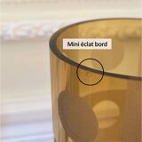 Amber yellow glass vase frosted geometric pattern