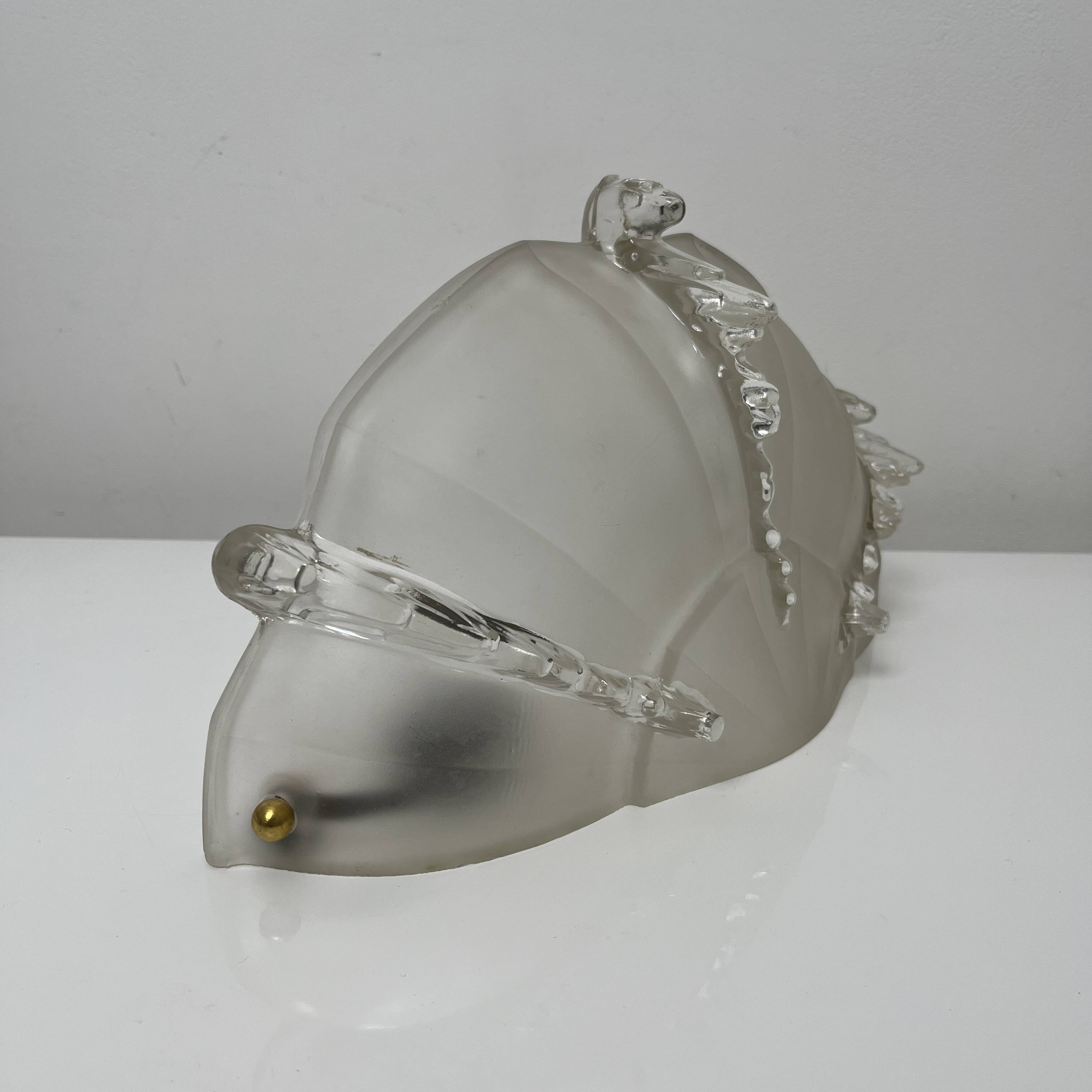 Partially frosted pressed glass wall lamp Art Deco Ezan icicle Jean Gau