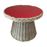 Vintage side table in rattan and formica