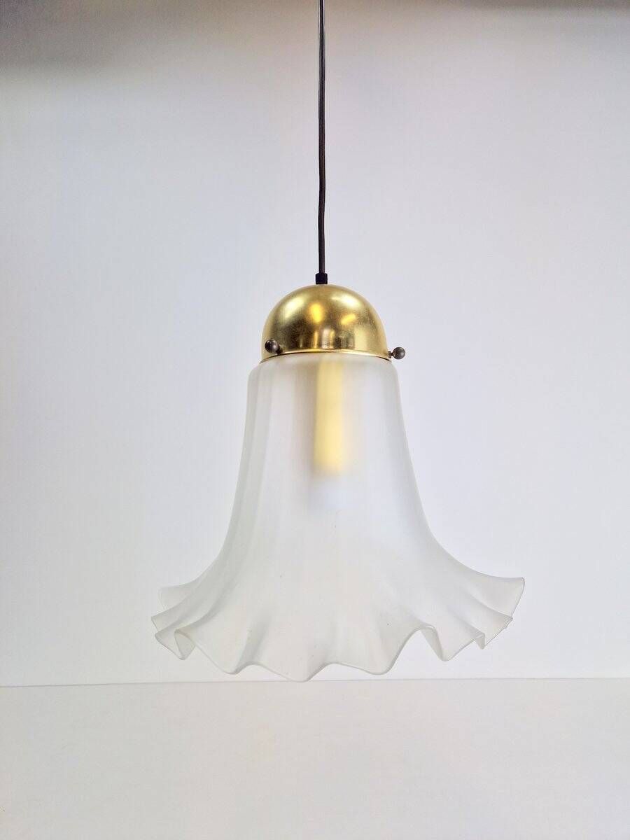 Vintage Glass & Brass Handkerchief Pendant Lamp from Peill & Putzler, 1960s