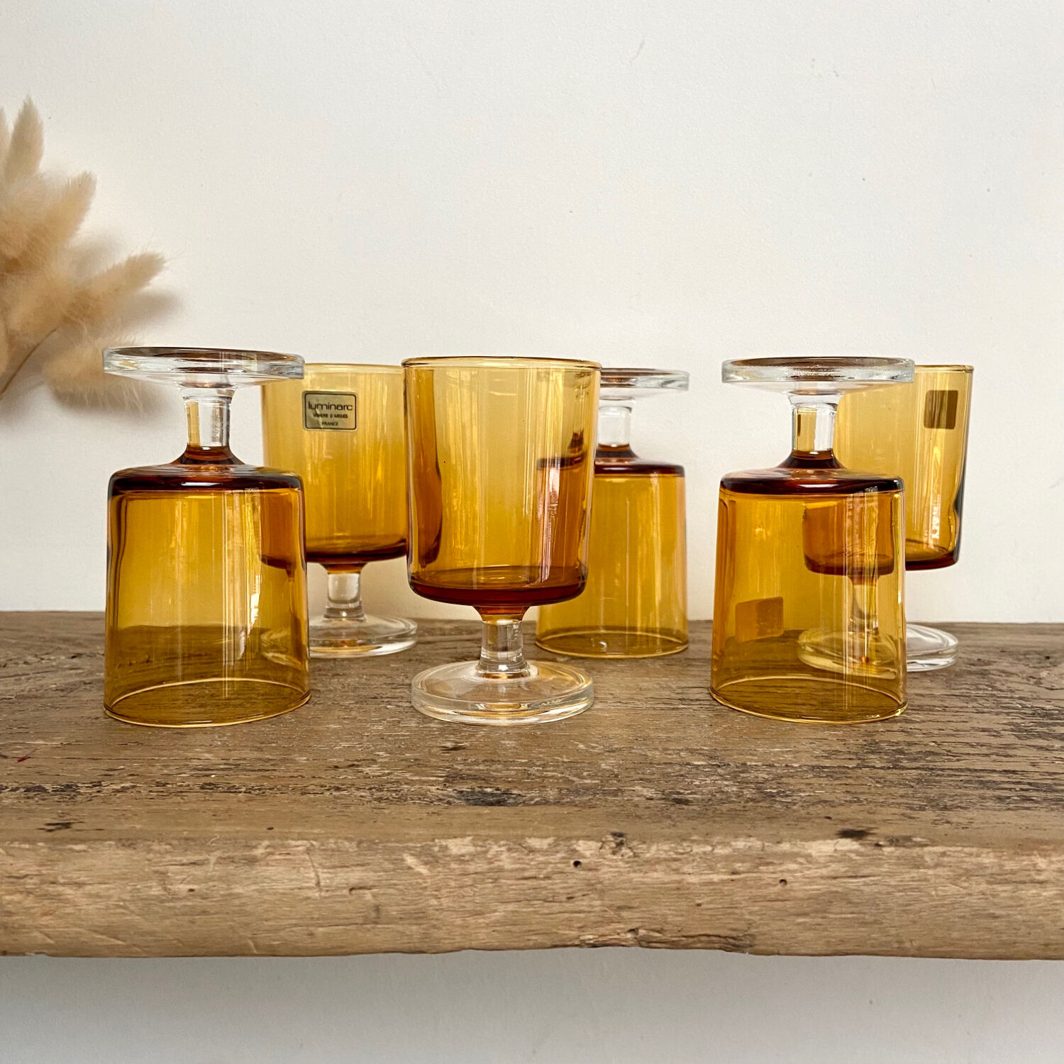 6 petits verres ambrés luminarc france