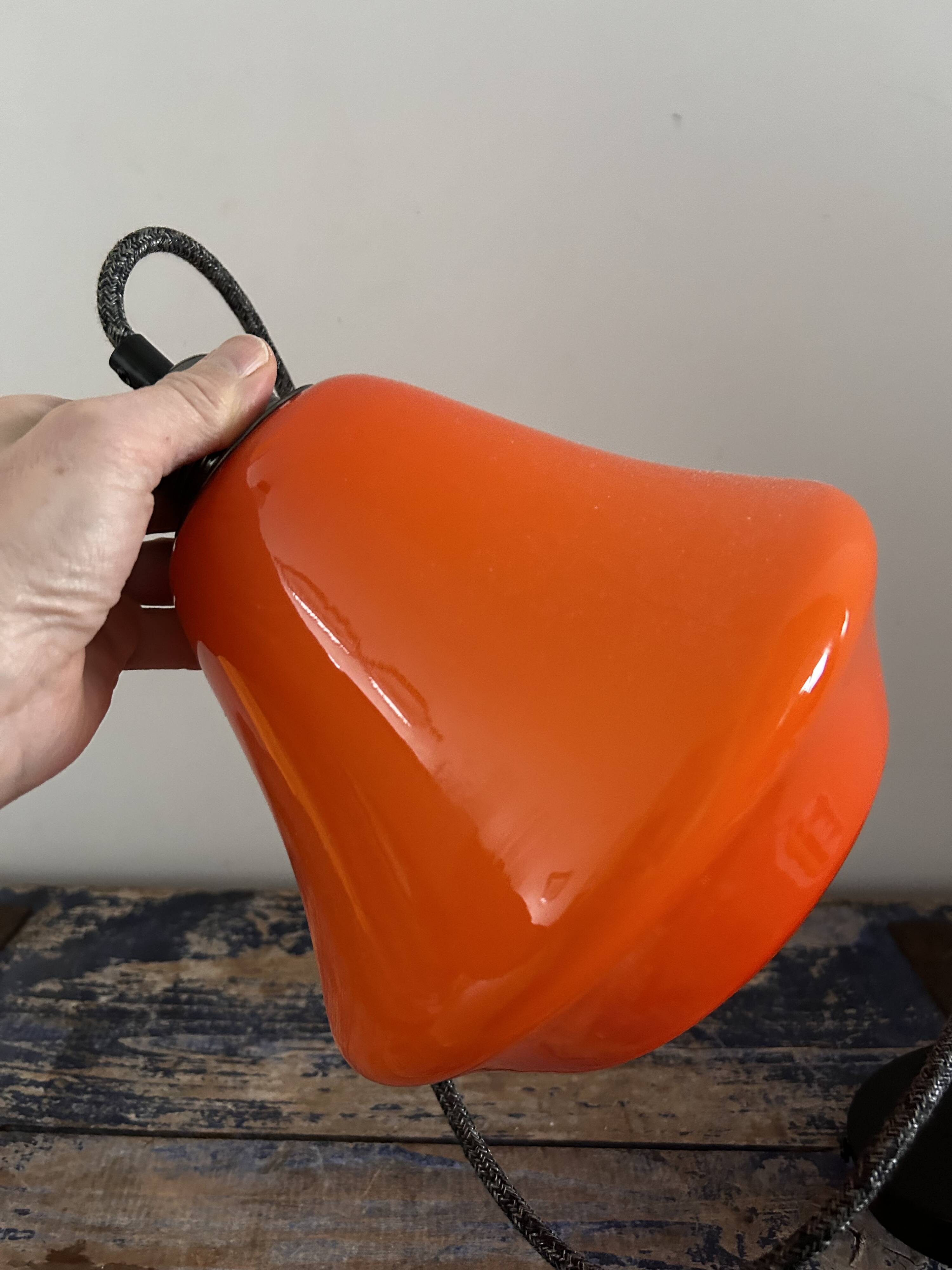 Vintage pendant light in orange opaline
