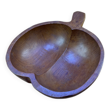 Wooden apple-shaped fruit bowl
