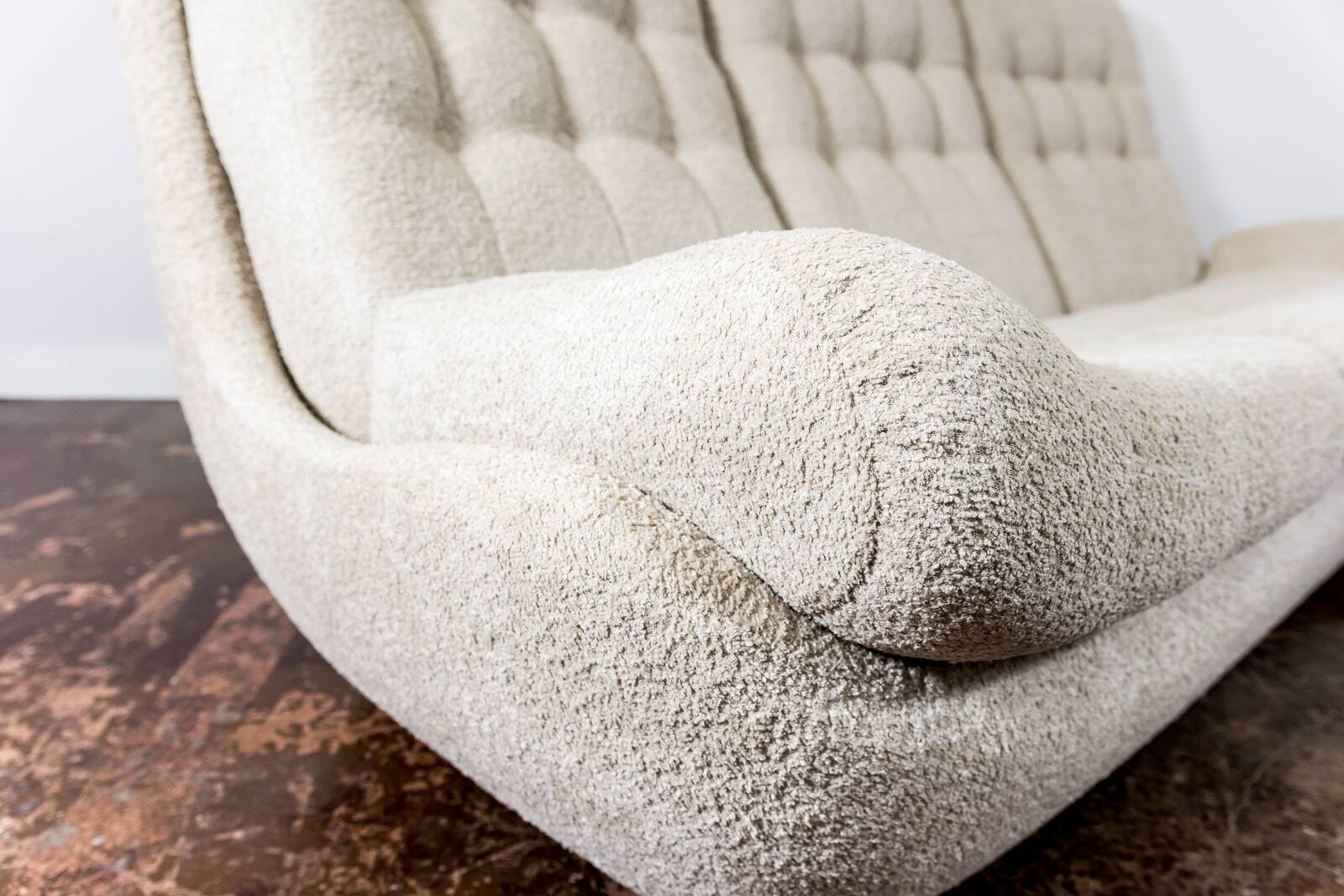 Customizable space age 3 seater sofa Atlantis in beige boucle 1970's, czechoslovakia