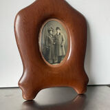Antique  art nouveau mahogany wooden frame measurements 27.5 cm x 20 cm  convex glass