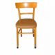 Vintage chair in brown faux leather and light wood, 1960s, padded seat.