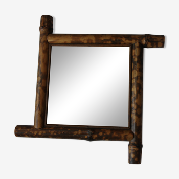 Beveled bamboo mirror 39 X 39 cm