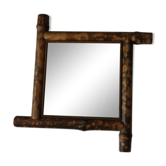 Beveled bamboo mirror 39 X 39 cm