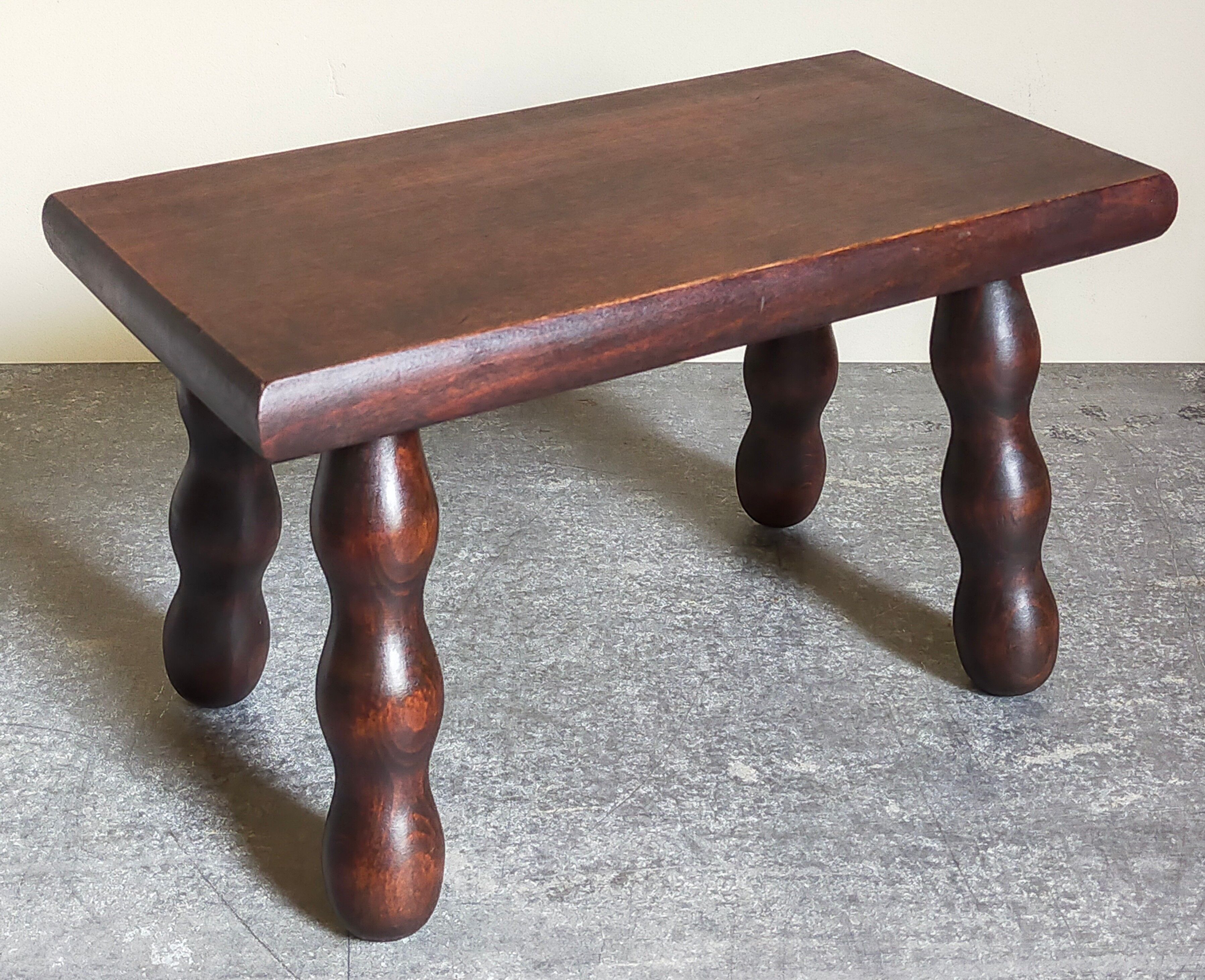 Wooden footrest stool turned solid vintage