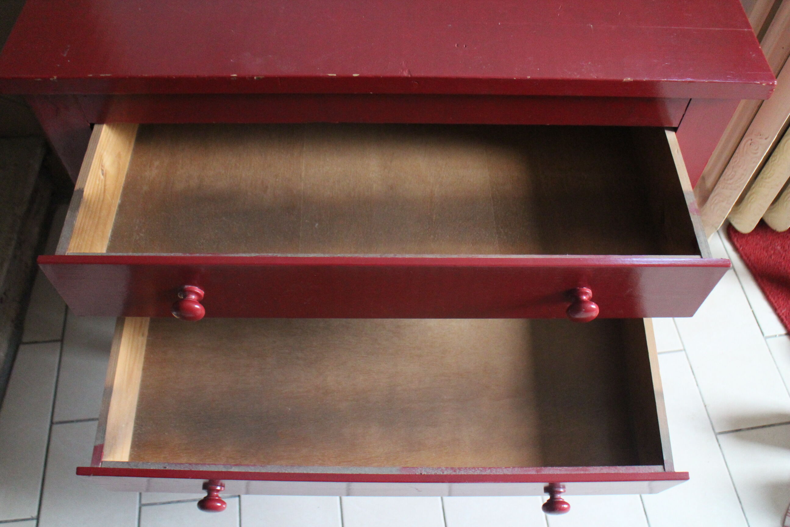 Red chest of drawers