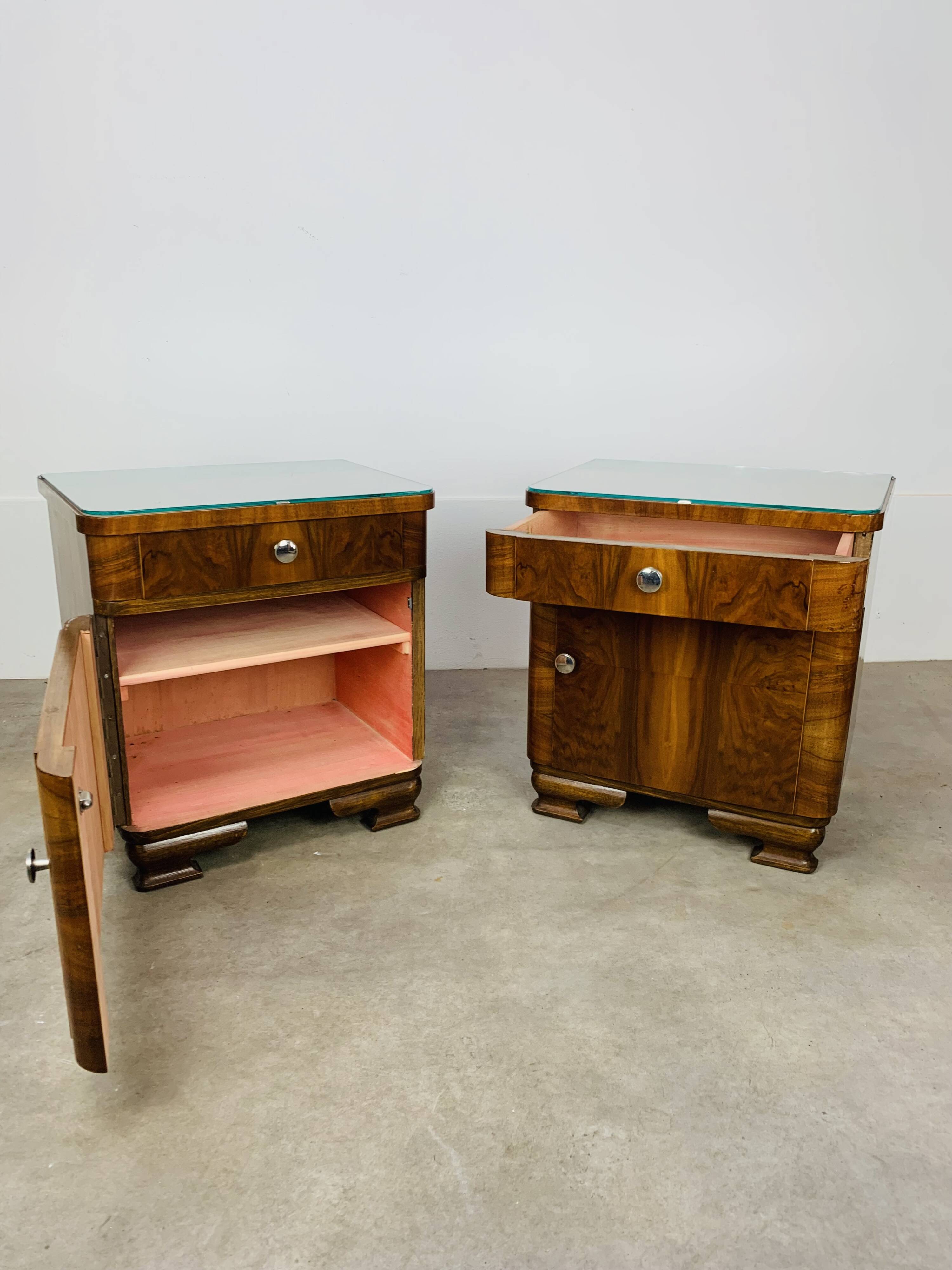 Pair of Art Deco bedside tables, 1930s