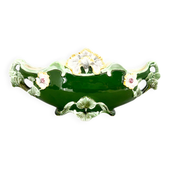 Pot de fleurs en céramique majolique des années 1900 par Eichwald, marqué