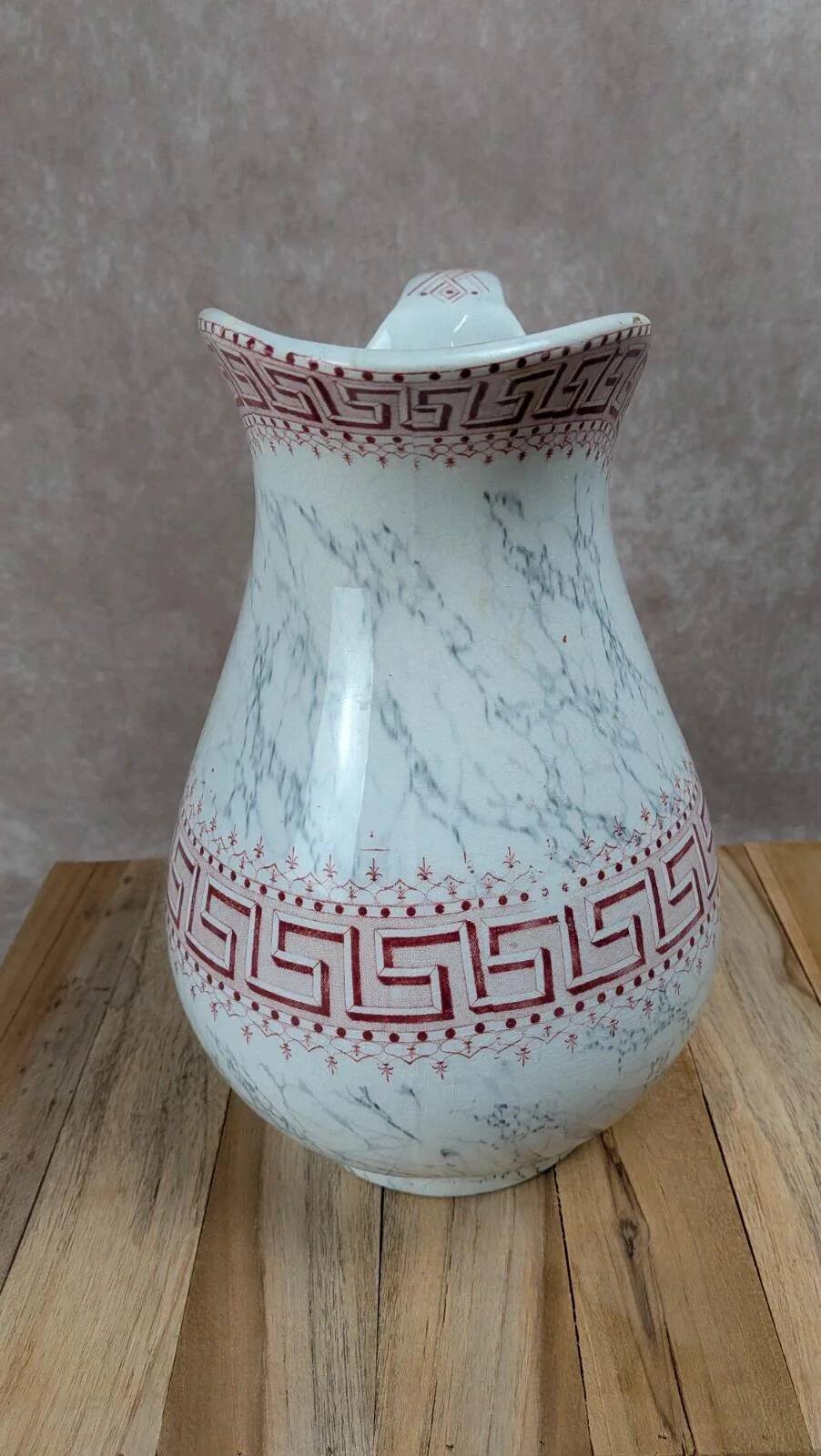 Antique toilet bowl Kg Lunéville Athens model red decor – large size