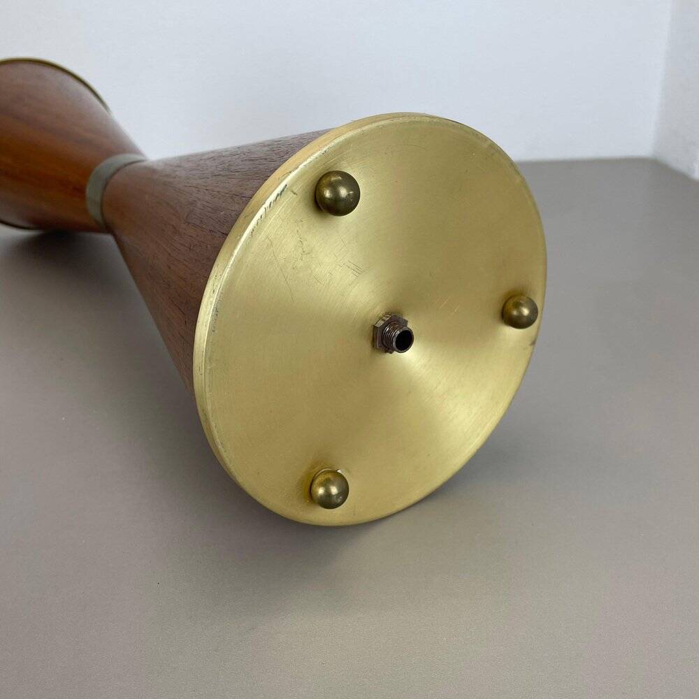 Minimalist diabolo plant stand in metal & walnut, Italy, 1950s