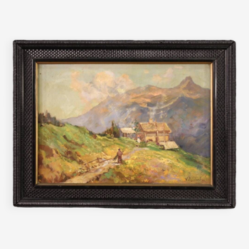 Small signed landscape painting from the 1950s