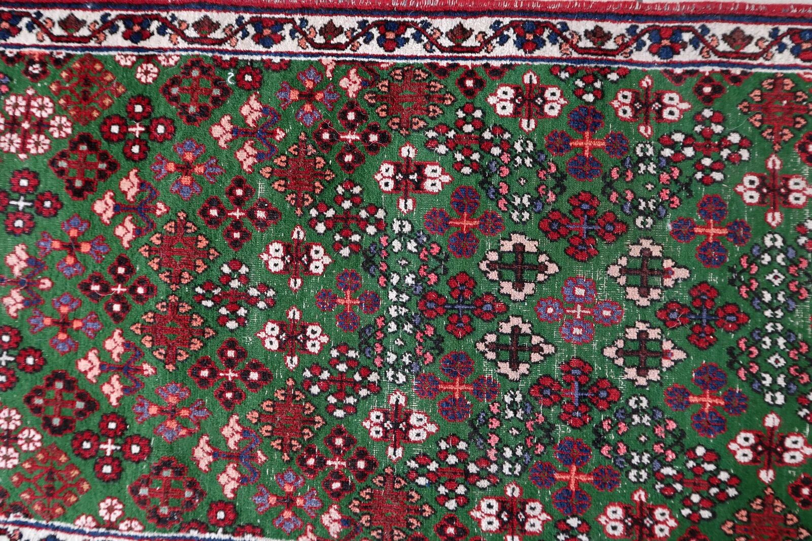 Handmade antique Persian Joshagan runner 1.8' x 4.8' (57cm x 149cm) 1930s
