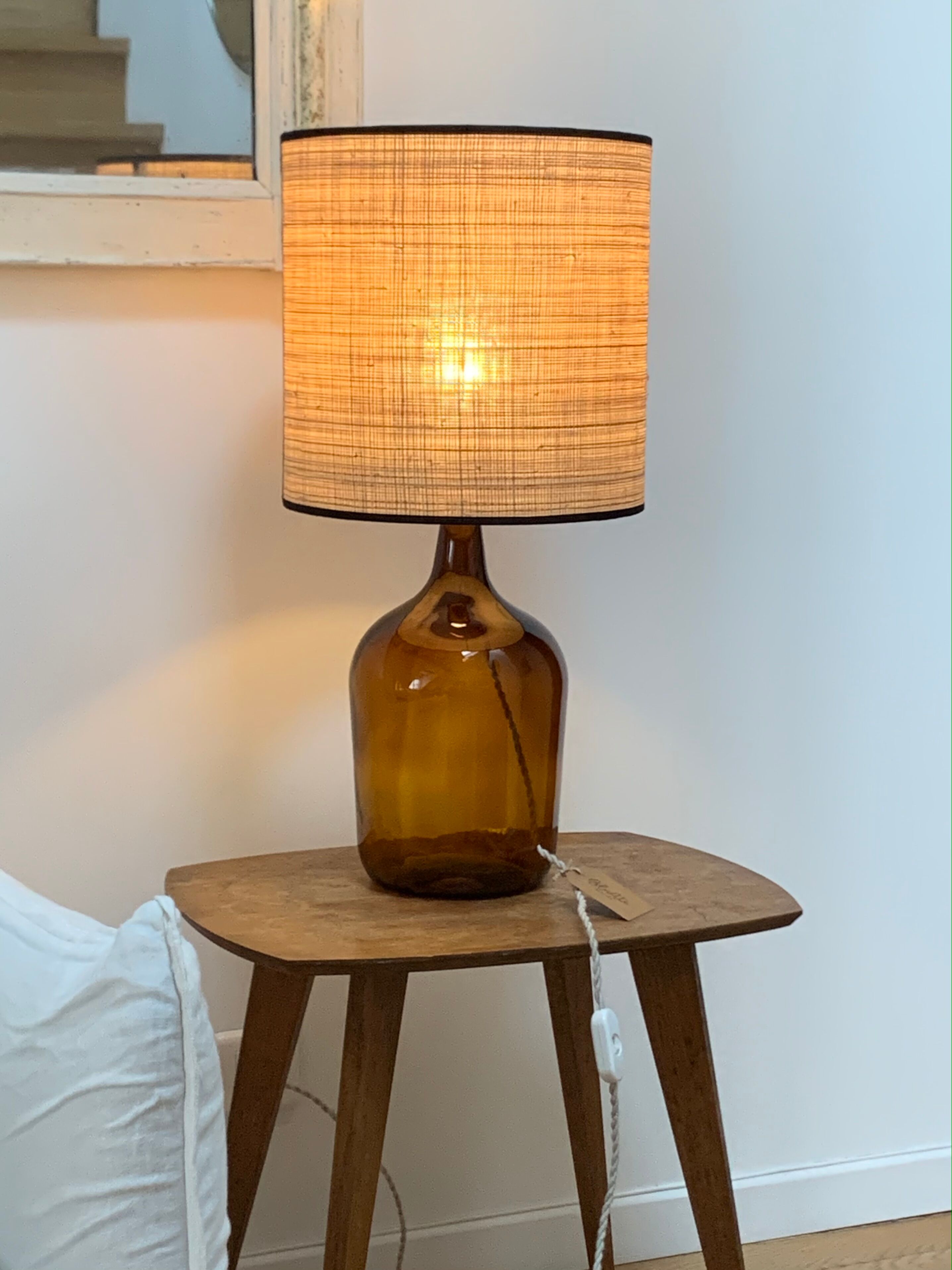Lampe dame jeanne et rabane