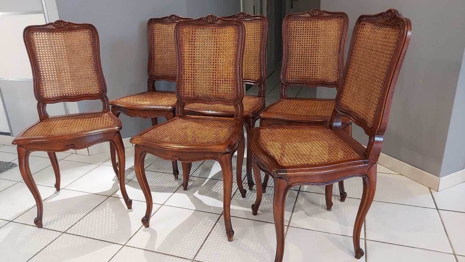 Suite of 6 chairs cans style Louis XV millieu XXeme