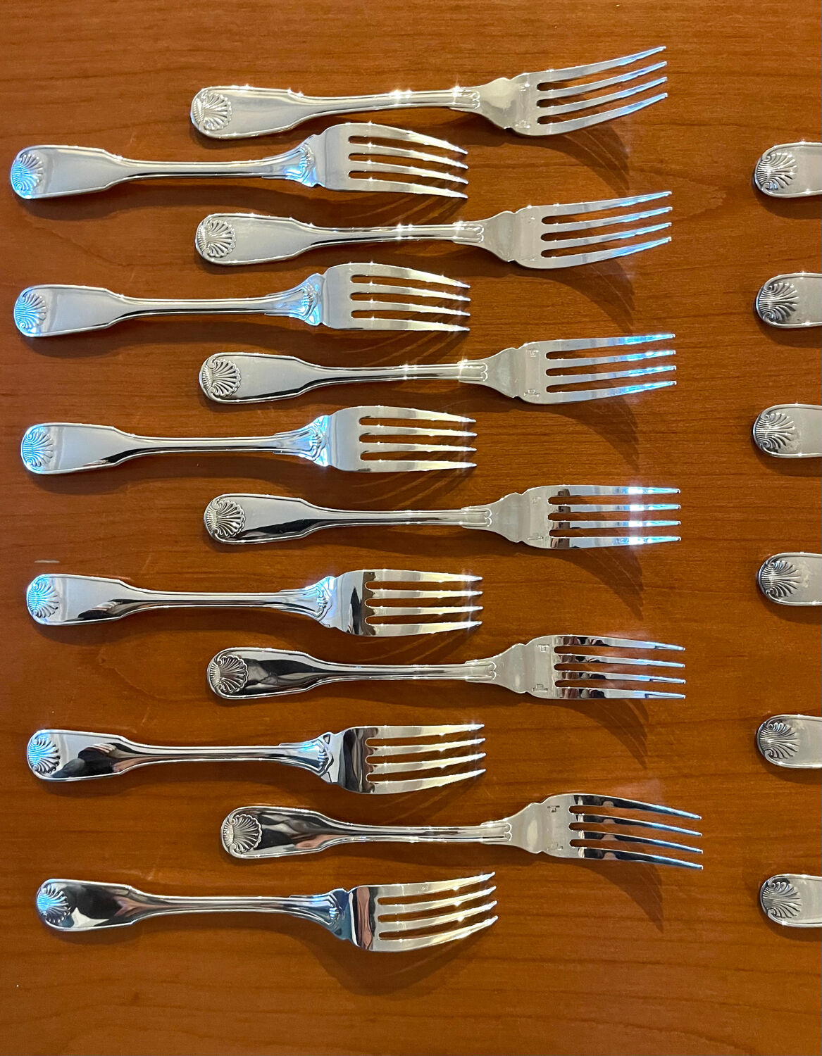 Christofle Vendome shell, fish cutlery and serving cutlery