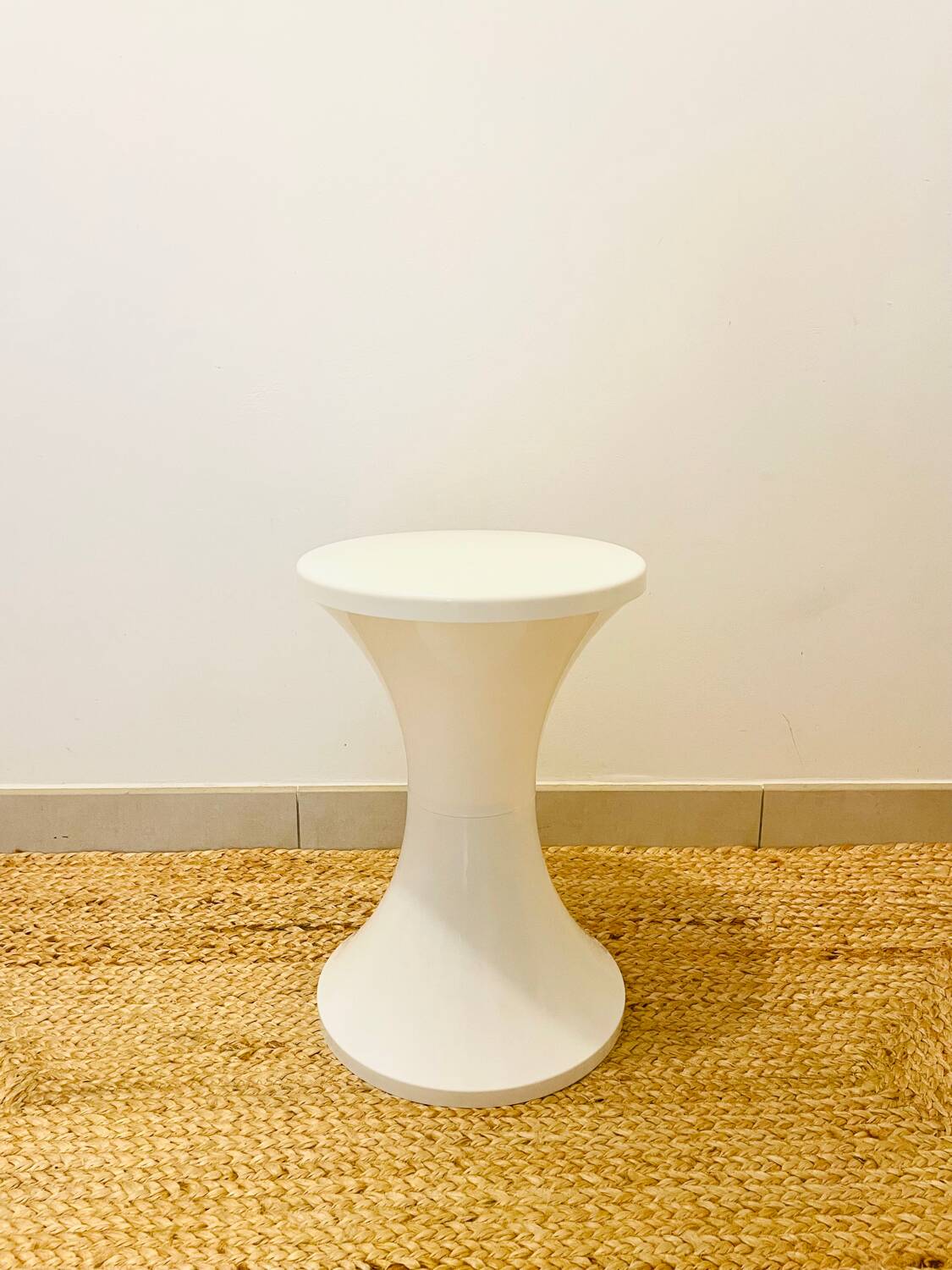 White Tam Tam stool 1970 Tam Tam logo