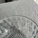 Small vintage glass bowl with a cube pattern.