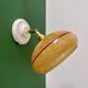 Vintage wall lamp with yellow clichy glass shade and red trim