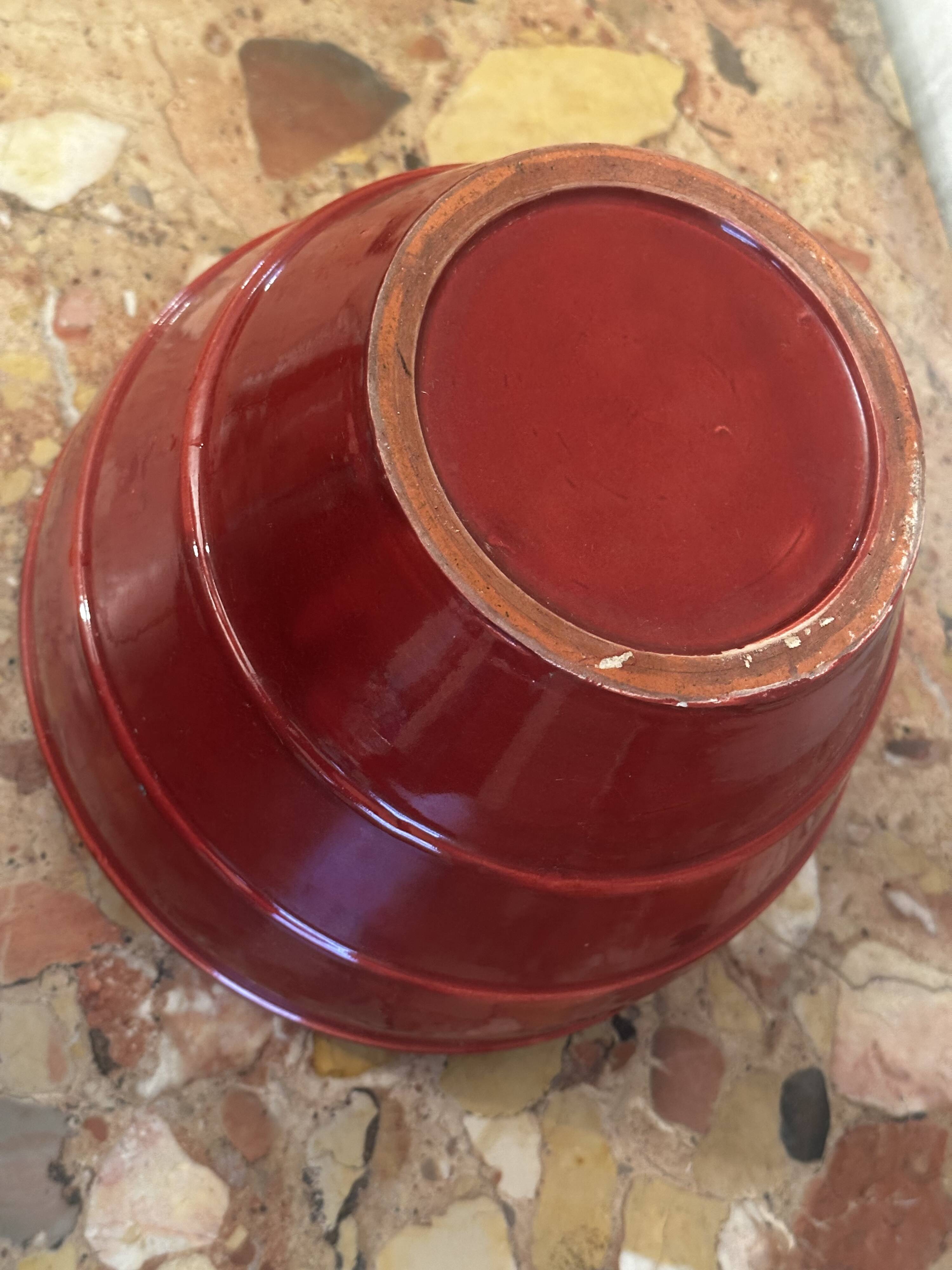 Burgundy glazed ceramic planter