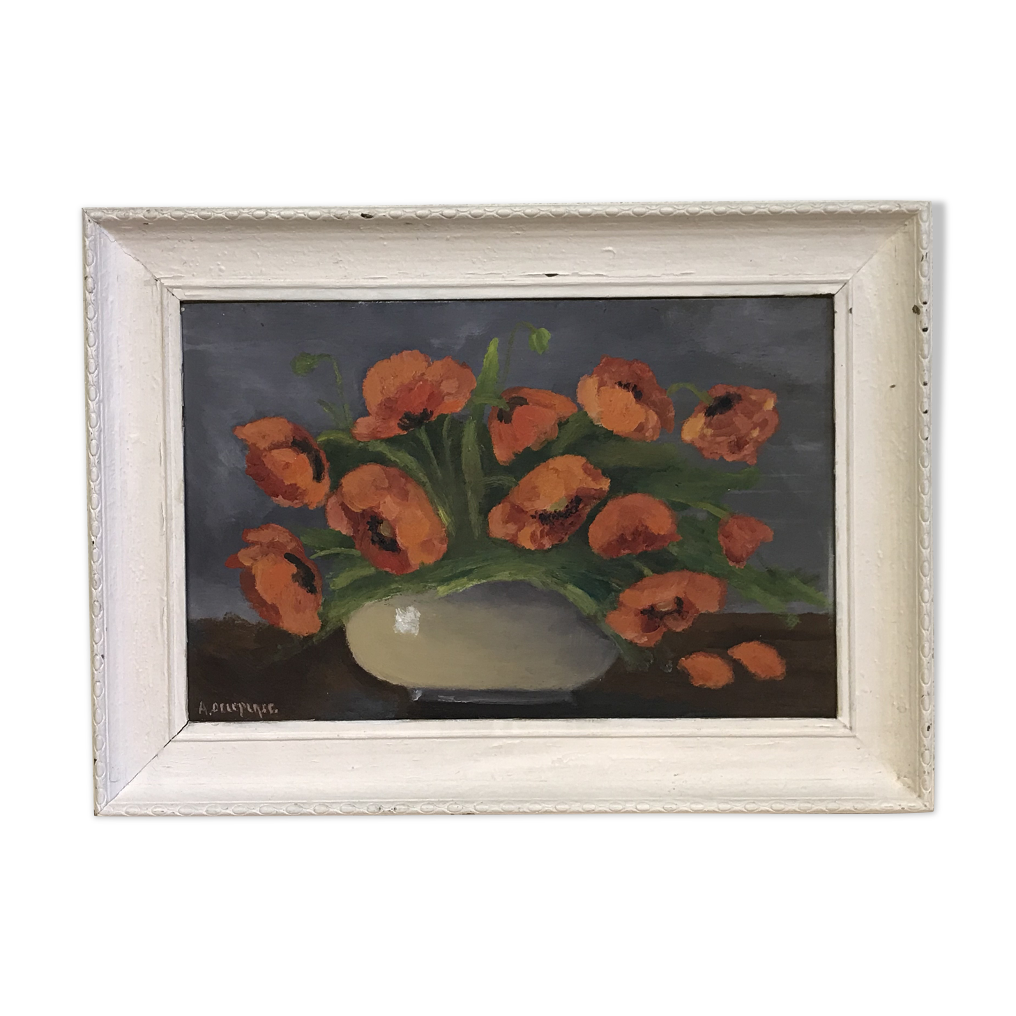 Floral painting in framed oil